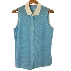 Lilly Pulitzer Andria Silk Top Blue White Stripe Sleeveless Blouse Size Medium